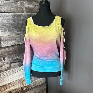 Colorful Gradient Cold Shoulder Top